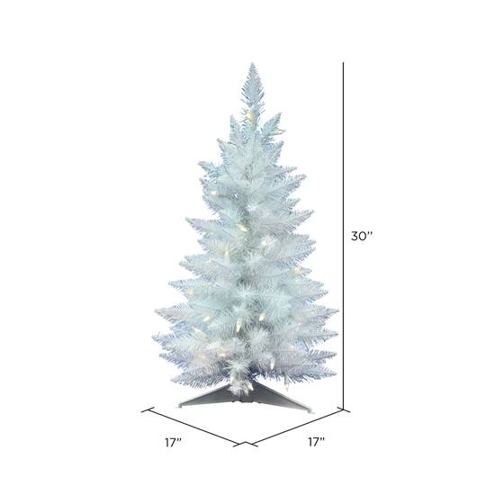 2.5ft. Pre-Lit Sparkle White Spruce Artificial Christmas Tree, Warm White Lights